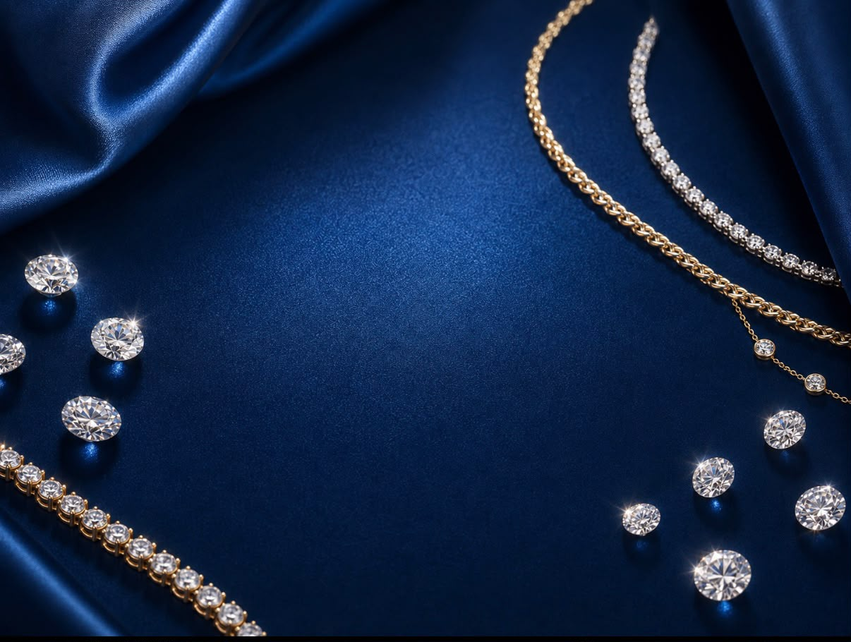 Gammi jewelry on navy silk